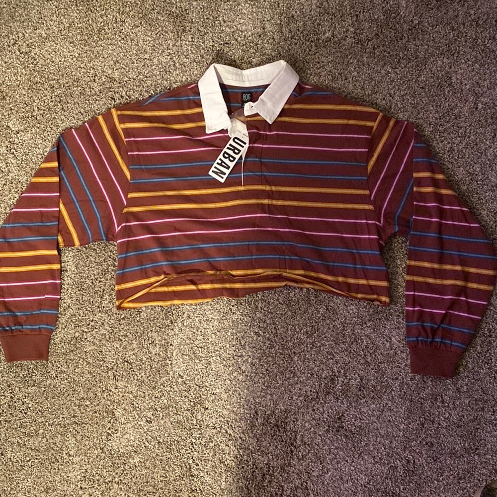 Urban Outfitters long sleeved cropped rugby tee
